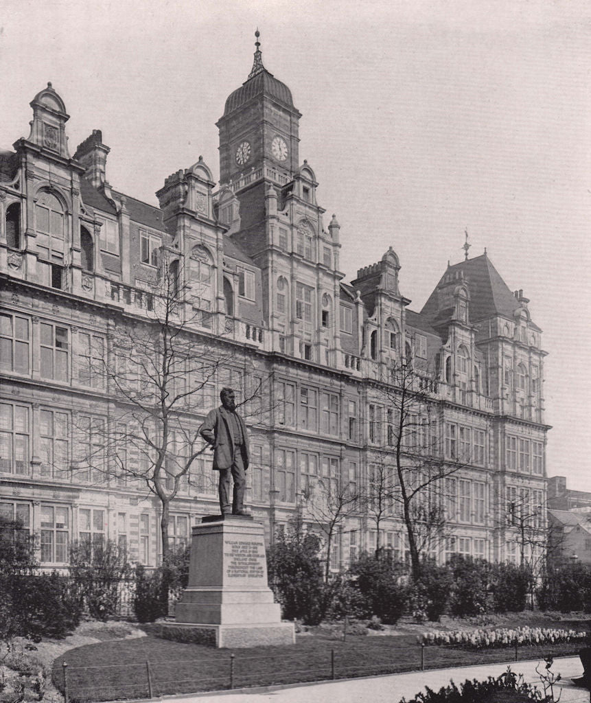 Thames Embankment - Offices of the London school board. London 1896 old print